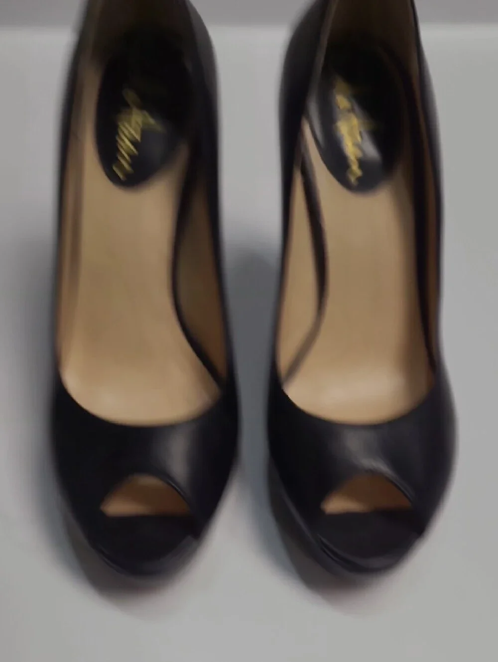 Cole Haan Black Leather Peep-Toe Heels Featuring Nike Air Technology - Size 6.5